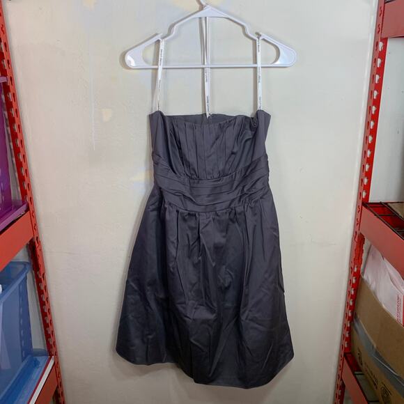 David’s Bridal cotton strapless dusty purple grey dress Size 8 - Picture 2 of 11